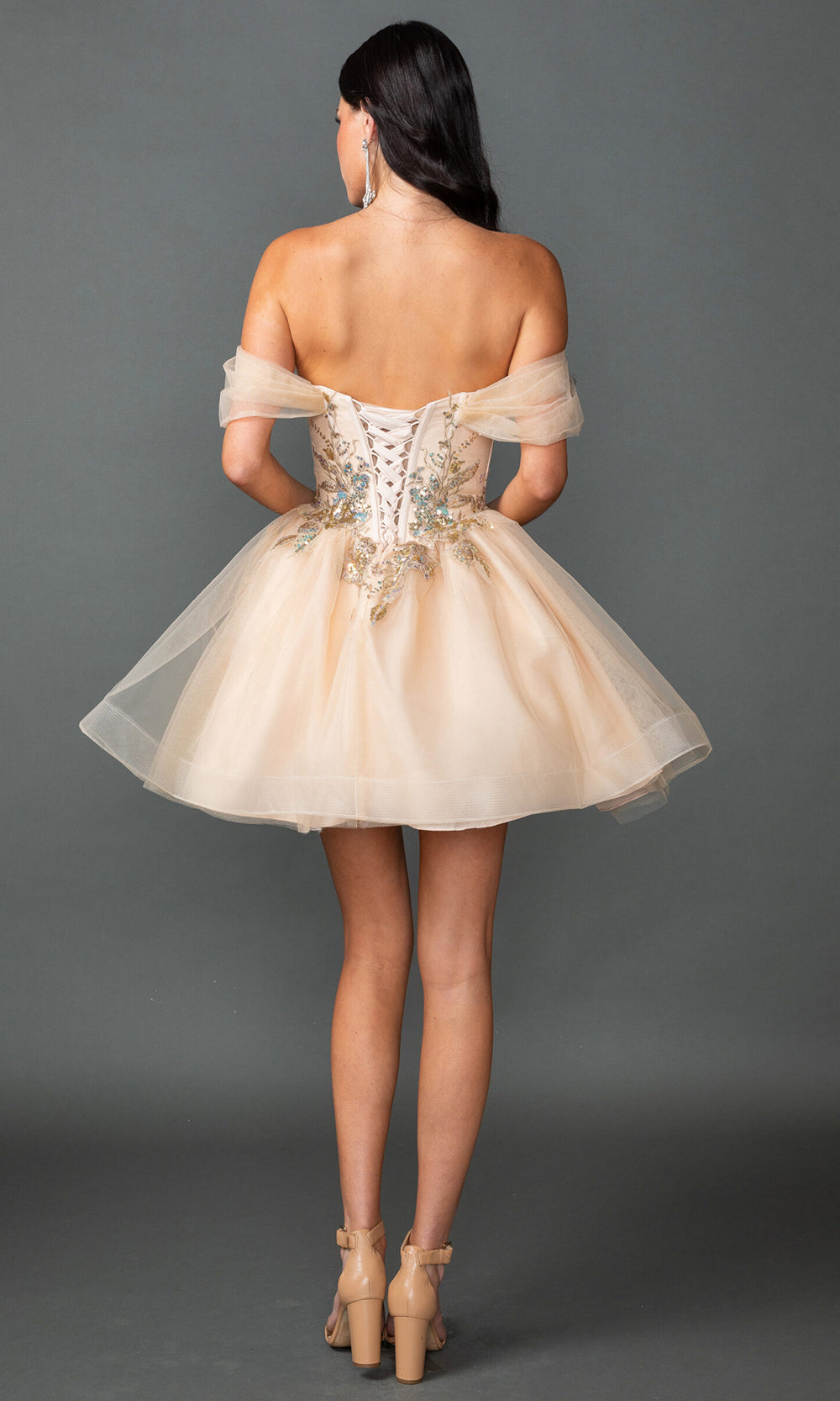 Dancing Queen 3423 - Embroidered Corset A-Line Cocktail Dress Cocktail Dresses