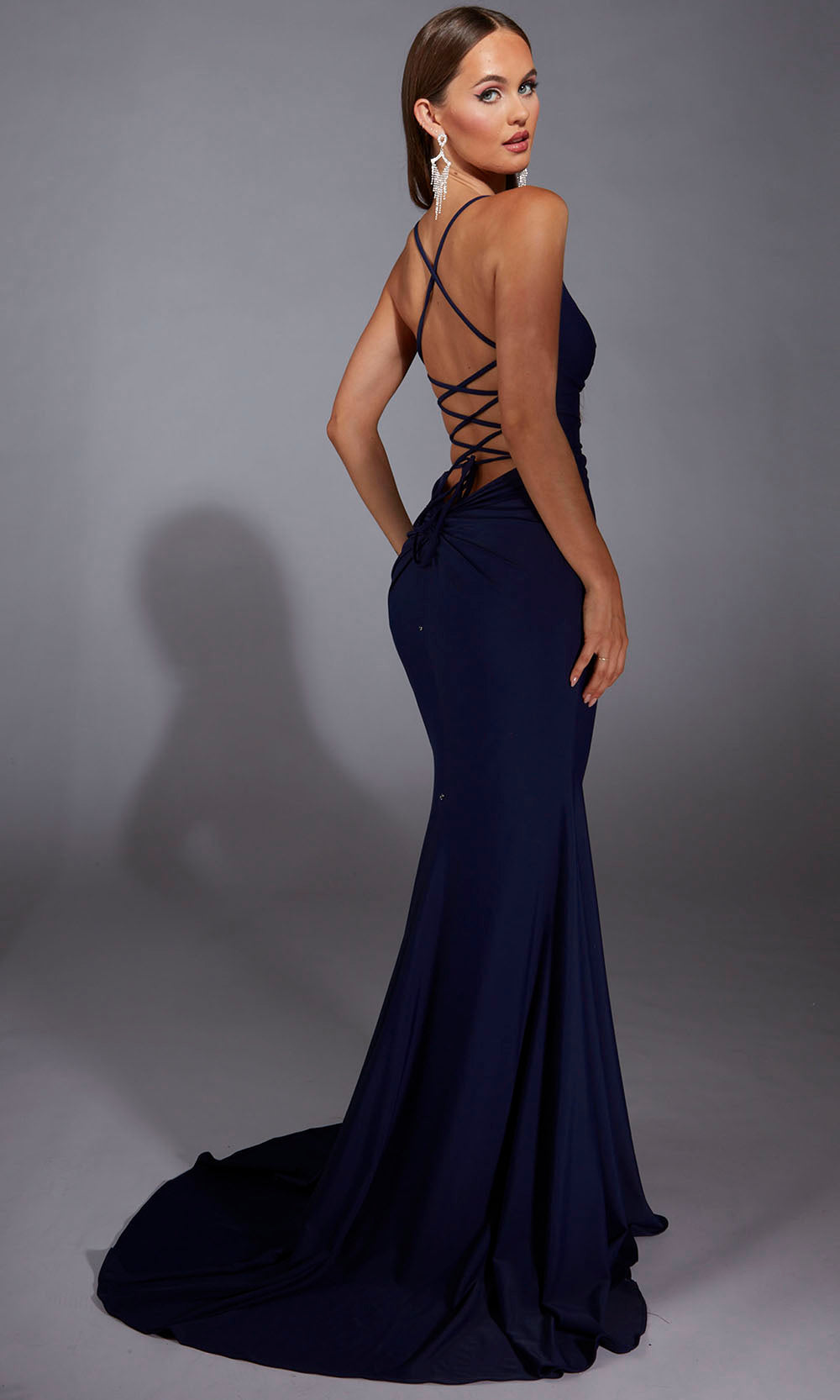 Aerie Couture 346 - Ruched Bodice Dress with Lace Up Back Prom Dresses