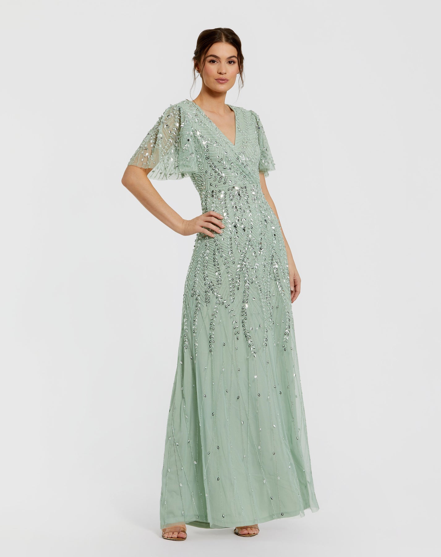 Mac Duggal 35109 - Long Sequined A-Line Dress