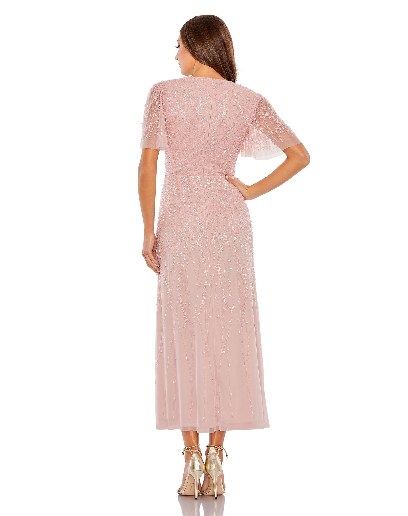 Mac Duggal 35116 - Tea Length Beaded Wrap Dress