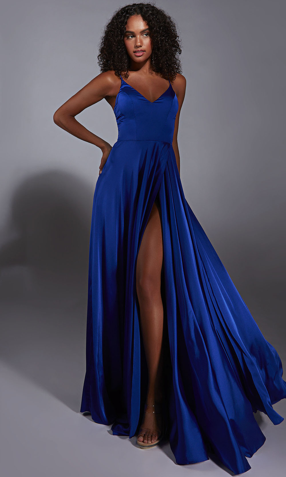 Aerie Couture 354 - Long Satin Chiffon/Pockets A-line Dress