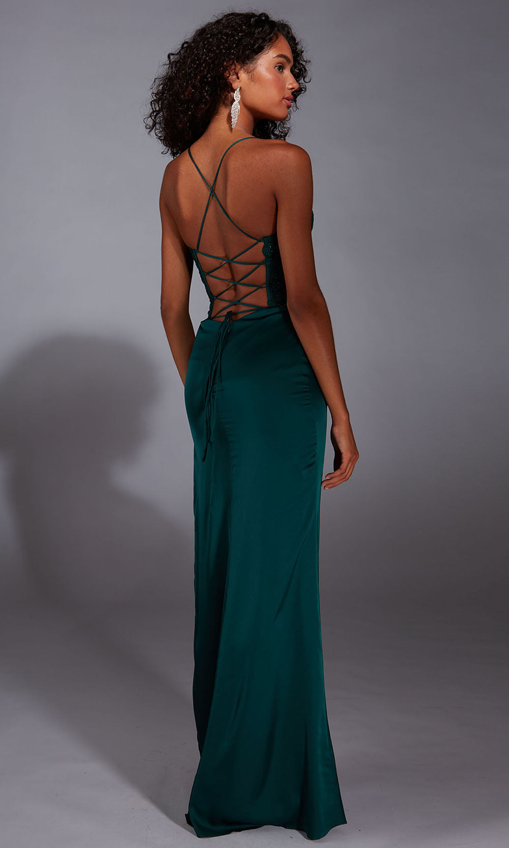 Aerie Couture 362 - Long Satin Chiffon/Lace Sheath Dress