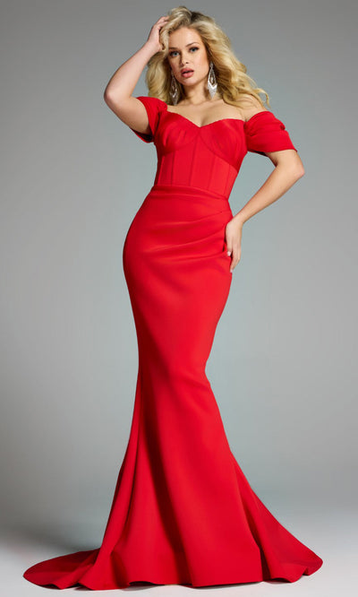 Jovani 36469 - Corset Bodice Draped Sleeve Gown Prom Dresses