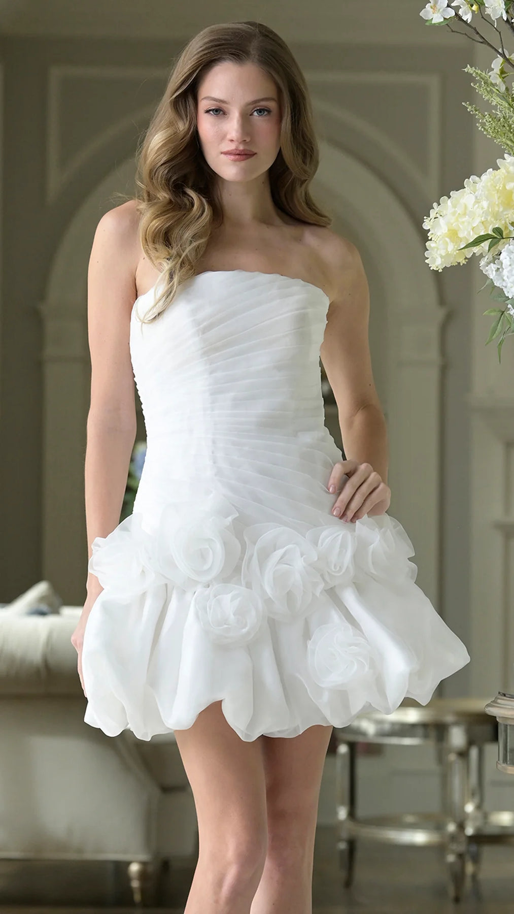 Colors Dress 3671 - Ruched Straight Neckline Party Dress