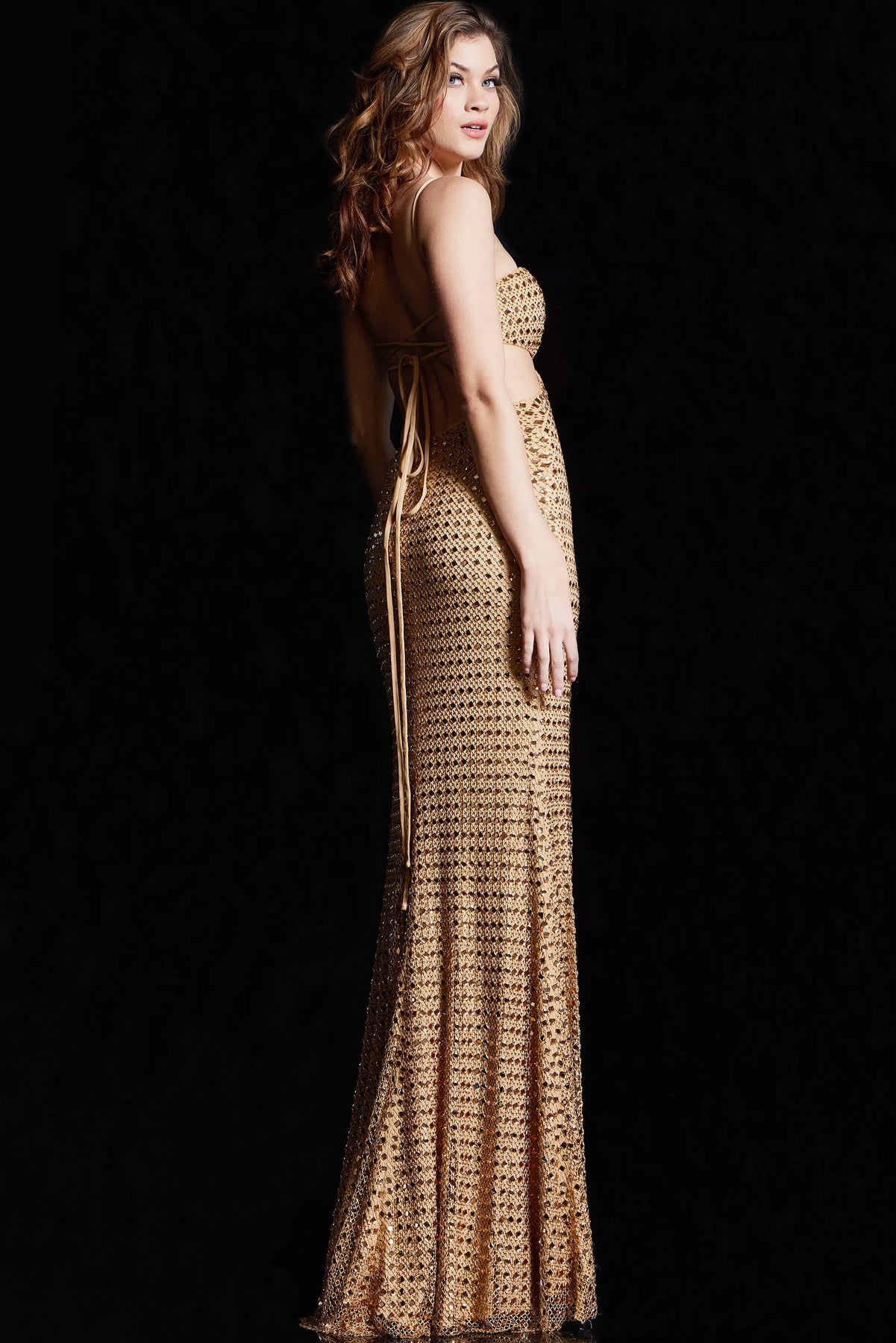 Jovani 36810 - Cutout Stone Embellished Gown