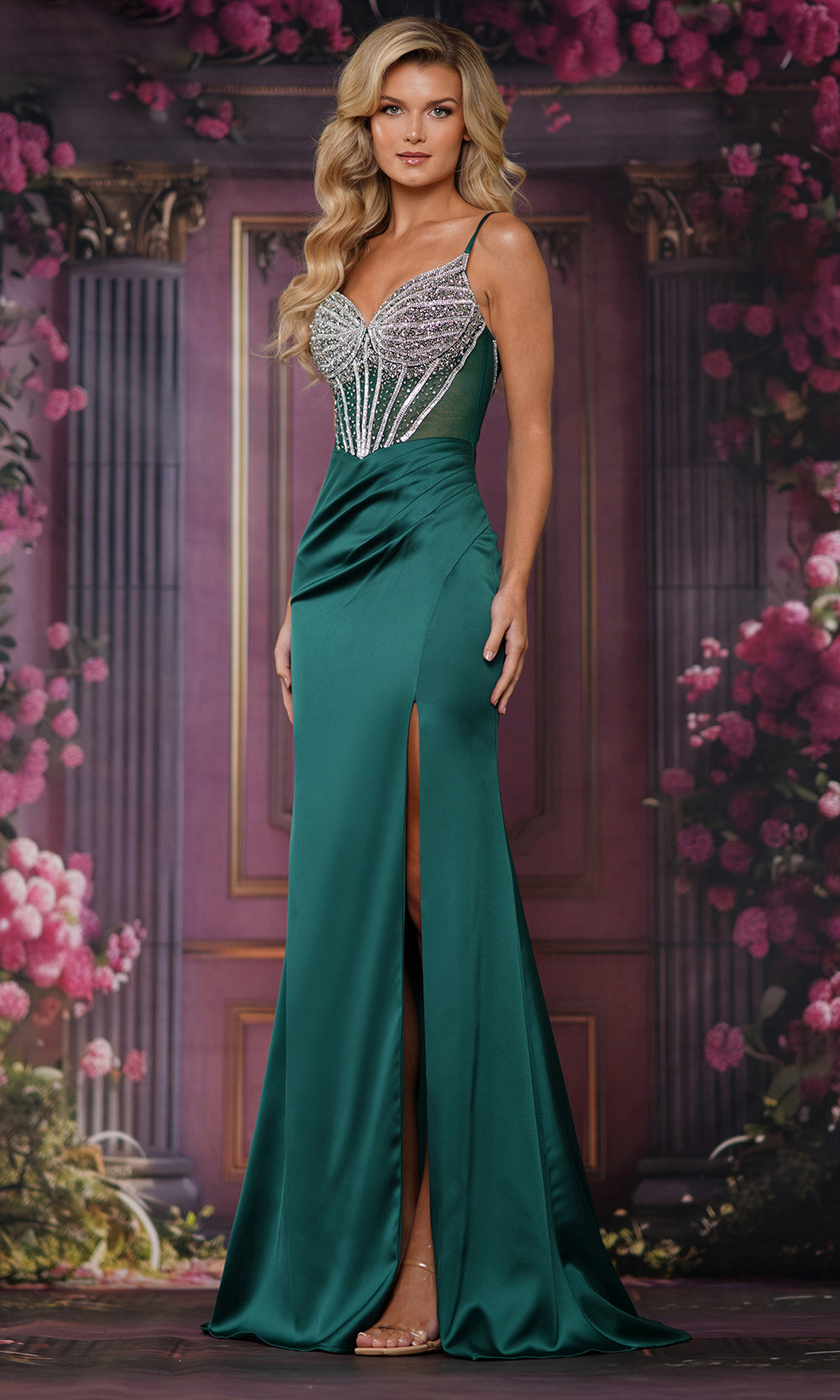Colors Dress 3693 - Sleeveless High Slit Gown with Beading Prom Dresses