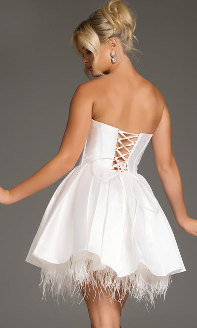 Jovani 36979 - A-line Corset Dress with Feathers Homecoming Dresses