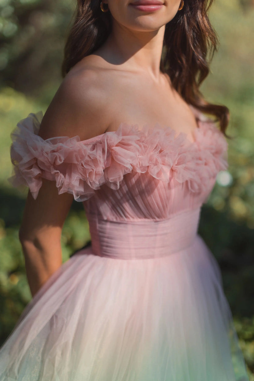 Mac Duggal 37002 - Ruffled Neckline Ombre Prom Gown Ball Gowns in and and 