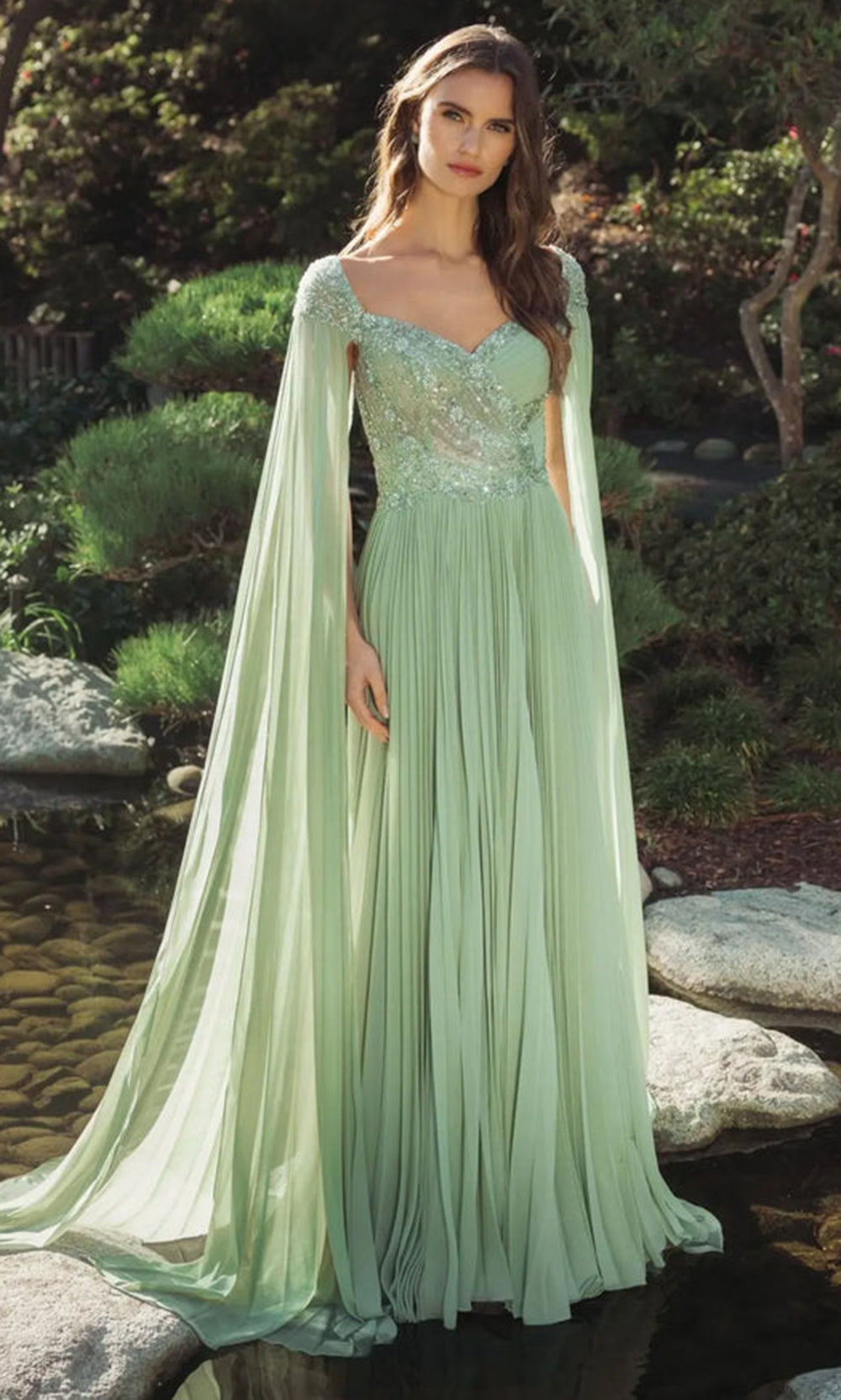 Mac Duggal 37034 - Pleated Skirt Sweetheart Evening Gown Mother of the Bride Dresses in Green