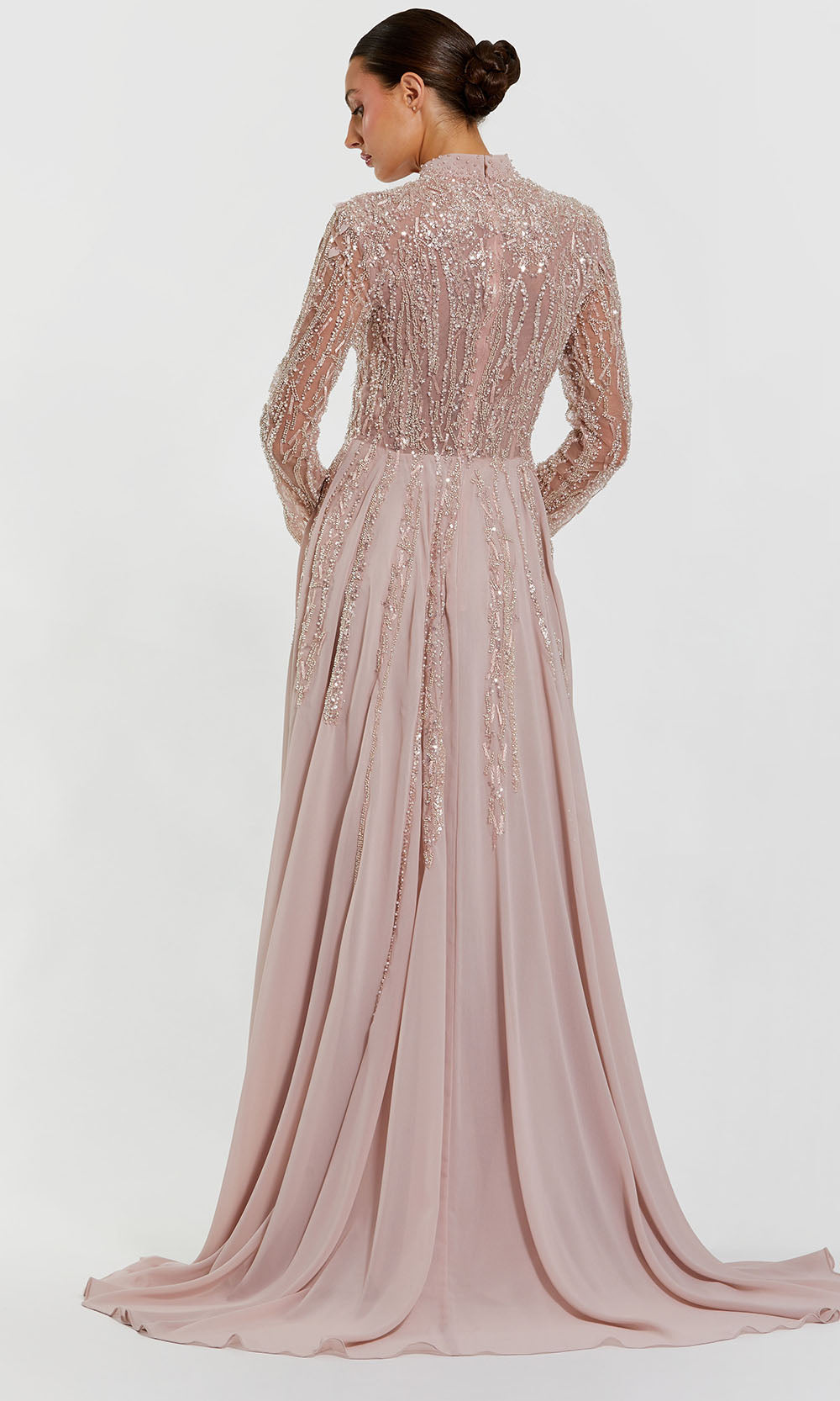 Mac Duggal 37037 - Long Sleeve Embellished Chiffon Gown Mother of the Bride Dresses in Pink