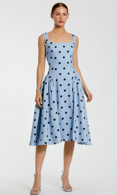 Mac Duggal 37053 - A-Line Skirt Polka Dot Midi Dress Homecoming Dresses