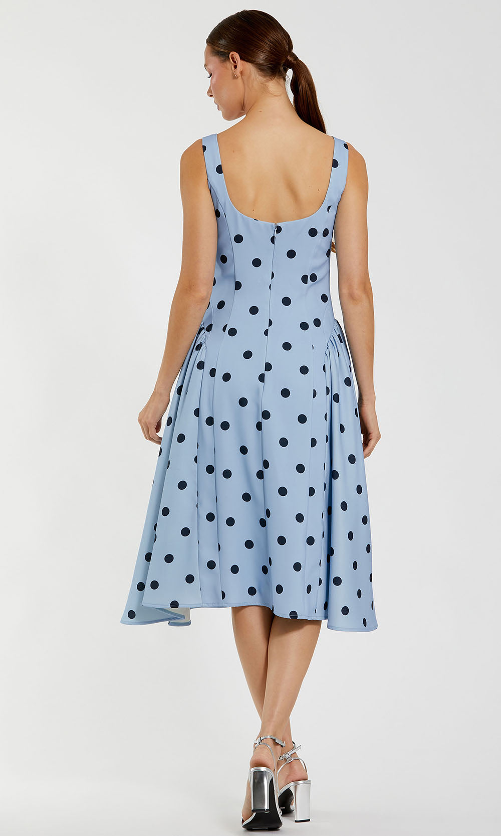 Mac Duggal 37053 - A-Line Skirt Polka Dot Midi Dress Homecoming Dresses