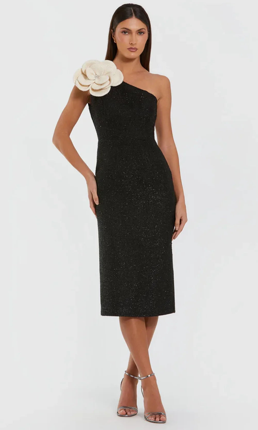 Ieena Duggal 37066 - Tea-Length Skirt Asymmetric Boucle Dress Cocktail Dresses