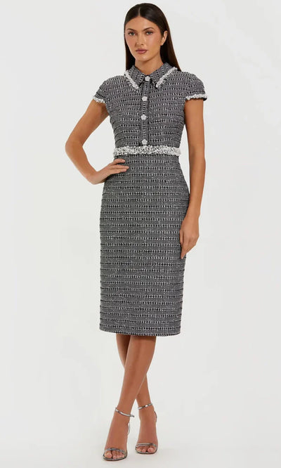 Ieena Duggal 37070 - Cap Sleeve Pearl Embellished Dress Wedding Guest