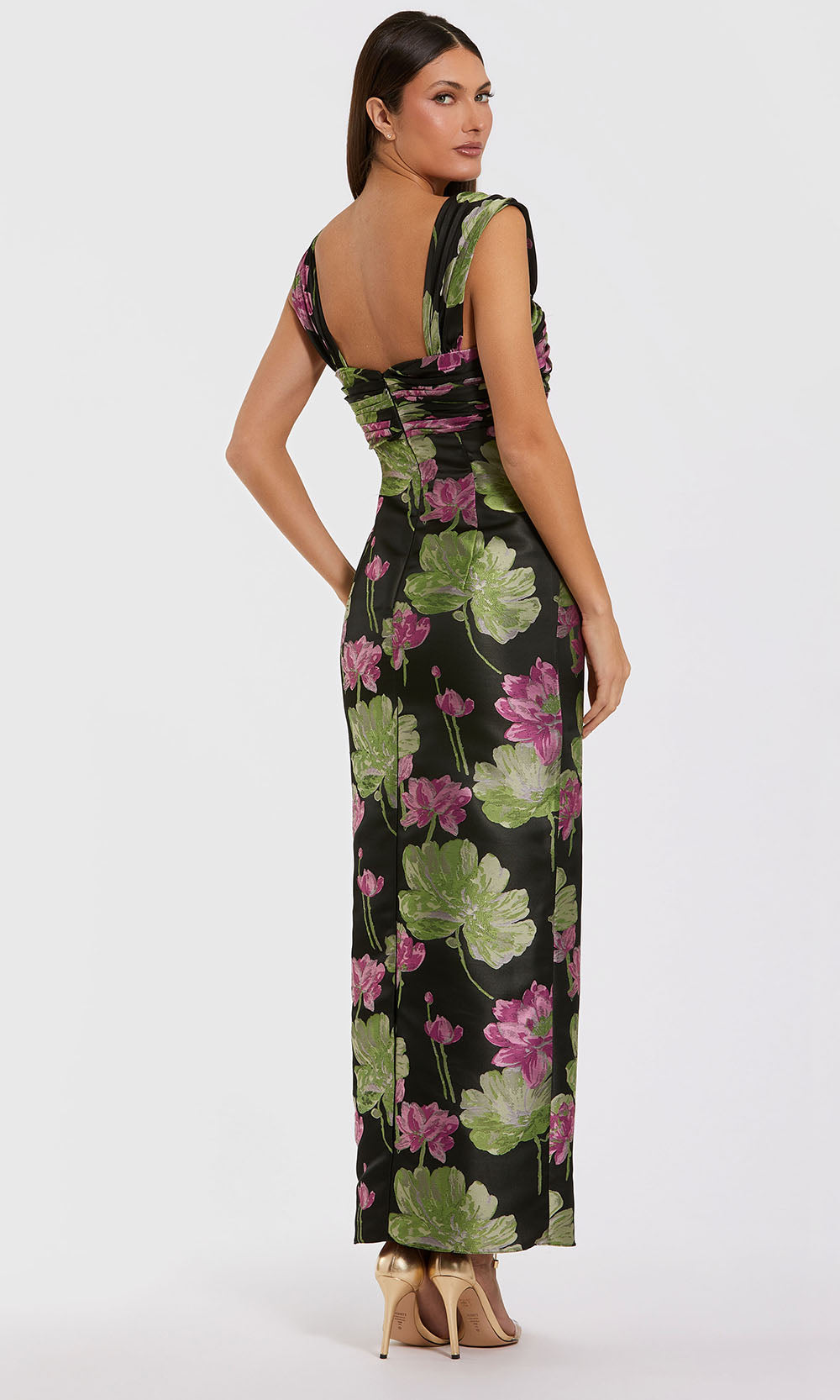 Mac Duggal 37095 - Brocade Wide Strap Fitted Dress with Ruffle Wedding Dresses in Black and Multi