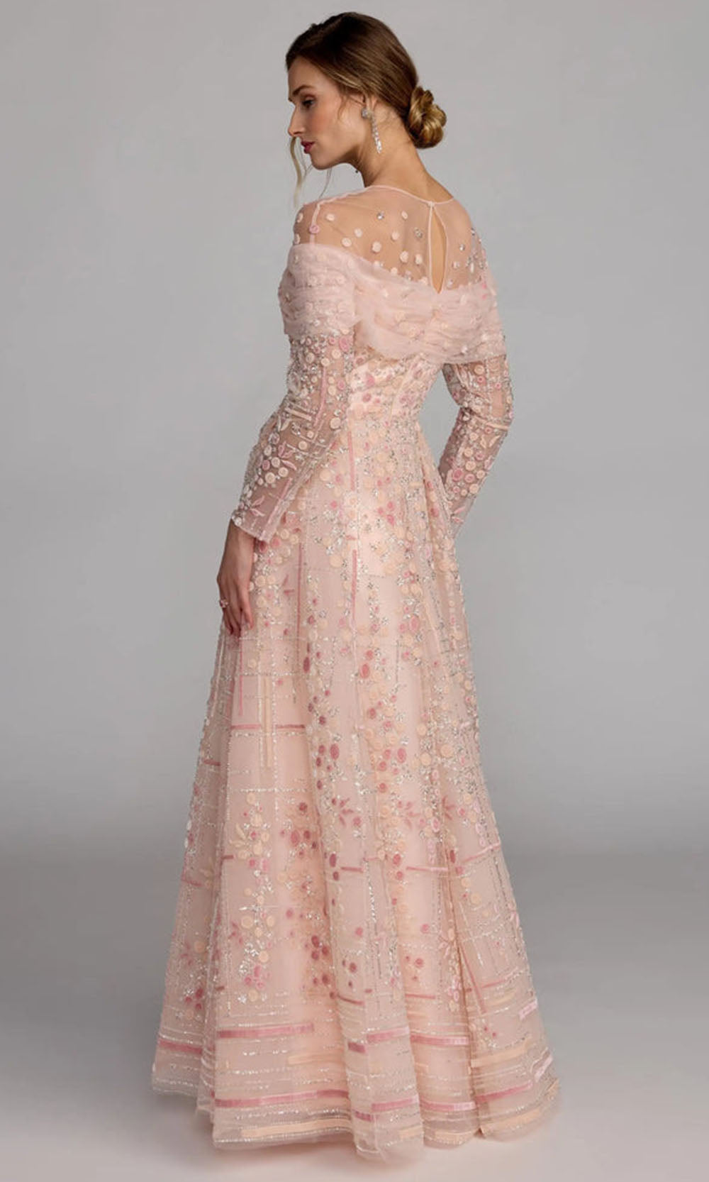 Mac Duggal 37119 - Embroidered Illusion Jewel Prom Gown Mother of the Bride Dresses in Pink