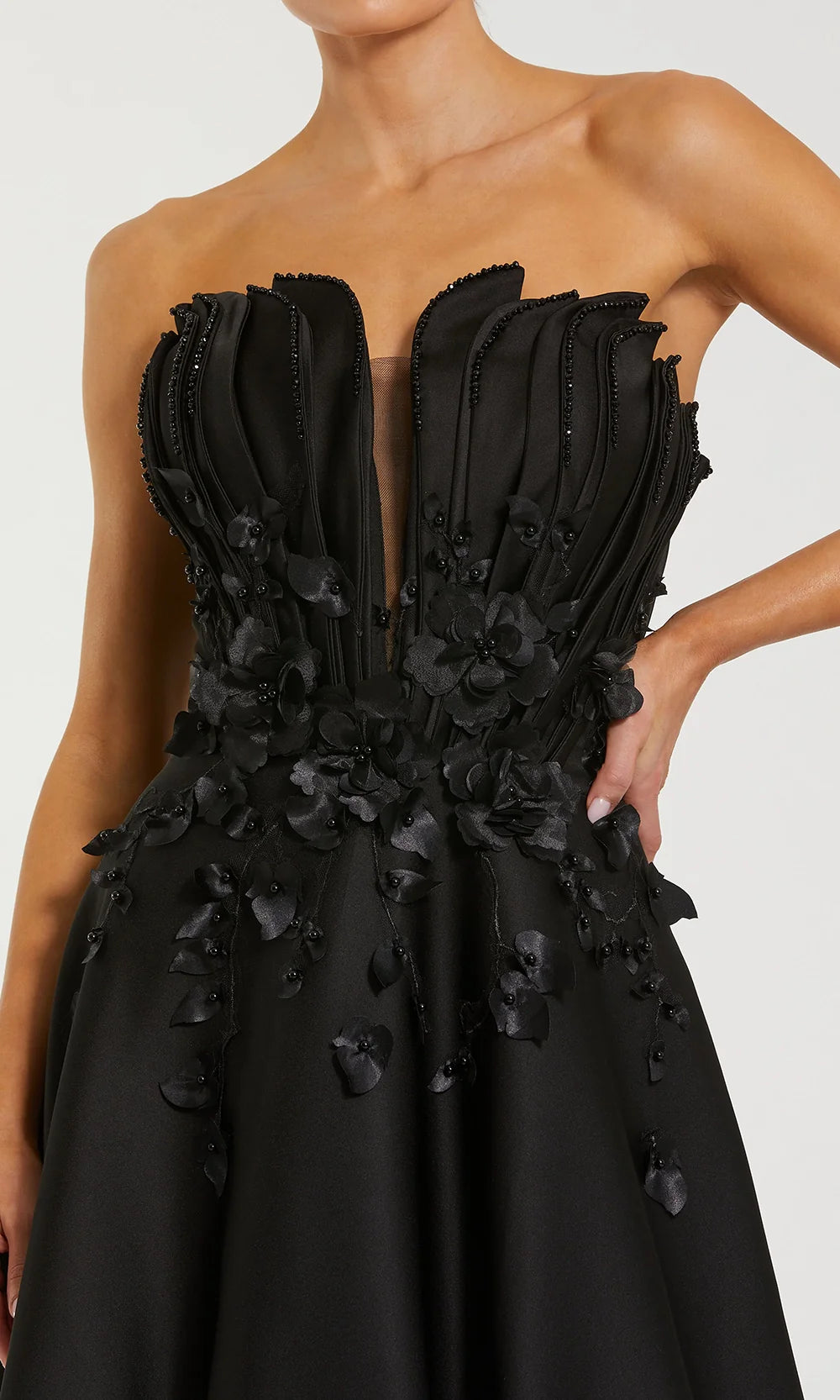 mac duggal strapless embellished a line dress Navy Strapless Hand Embellished Beaded A Line Gown