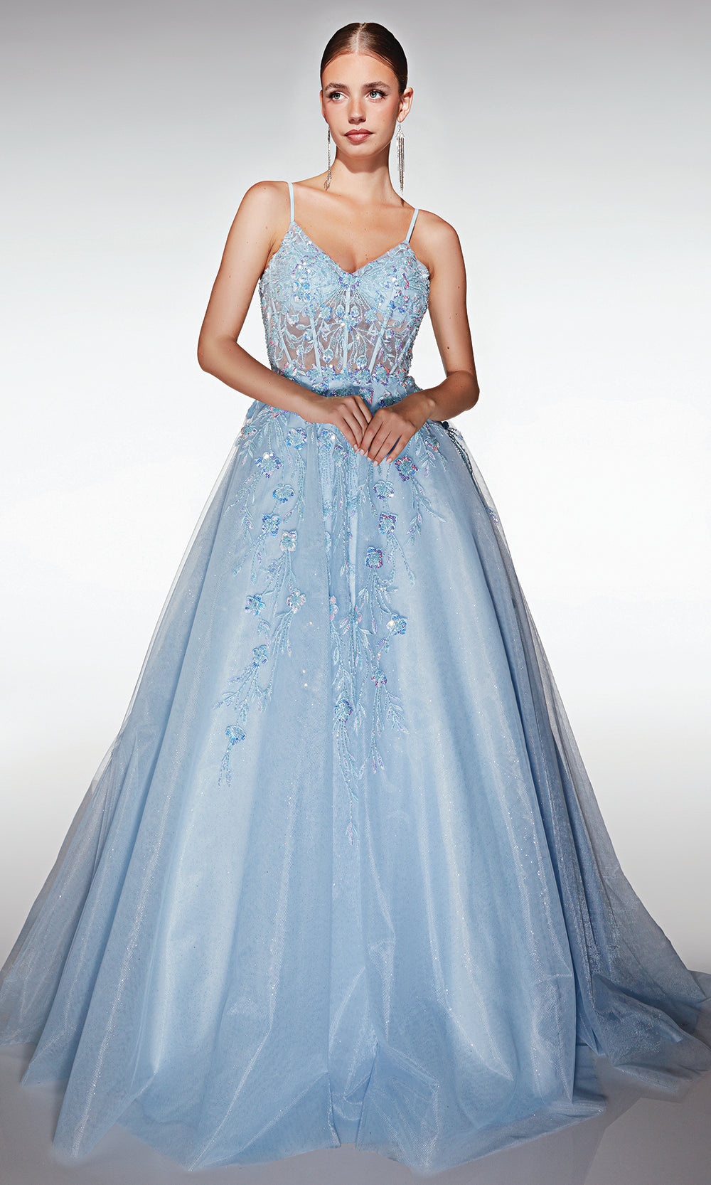 Aerie Couture 371 - Structured Bodice Tulle Skirt Gown with Lace-Up Back Prom Dresses