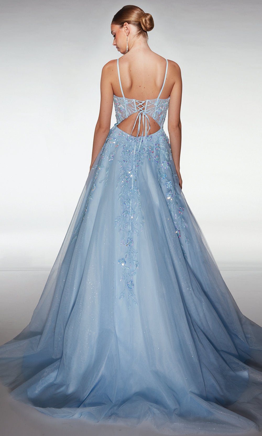 Aerie Couture 371 - Structured Bodice Tulle Skirt Gown with Lace-Up Back Prom Dresses