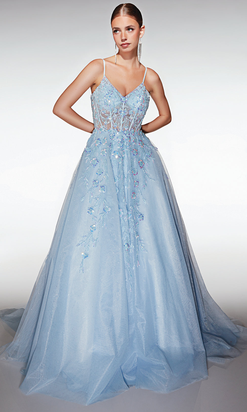 Aerie Couture 371 - Structured Bodice Tulle Skirt Gown with Lace-Up Back Prom Dresses