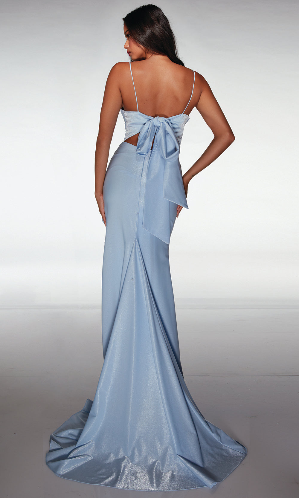 Aerie Couture 372 - Long Shiny Jersey Sheath Dress - Spaghetti straps, Deep sweetheart neckline, Side leg slit, Layered ruffle trim, Sculpted mermaid Aerie Couture 372 - Long Shiny Jersey Sheath Dress - Spaghetti straps, Deep sweetheart neckline, Side leg slit, Layered ruffle trim, Sculpted mermaid