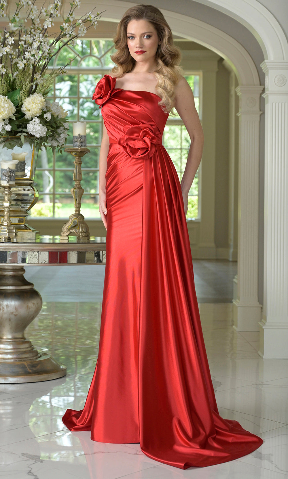 Colors Dress 3731 - Ruched Asymmetric Neckline Fitted Gown Prom Dresses