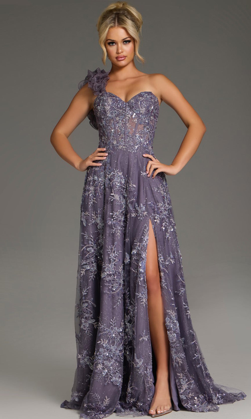 Jovani 37353 - Ruffle Strap Sweetheart Embellished Gown