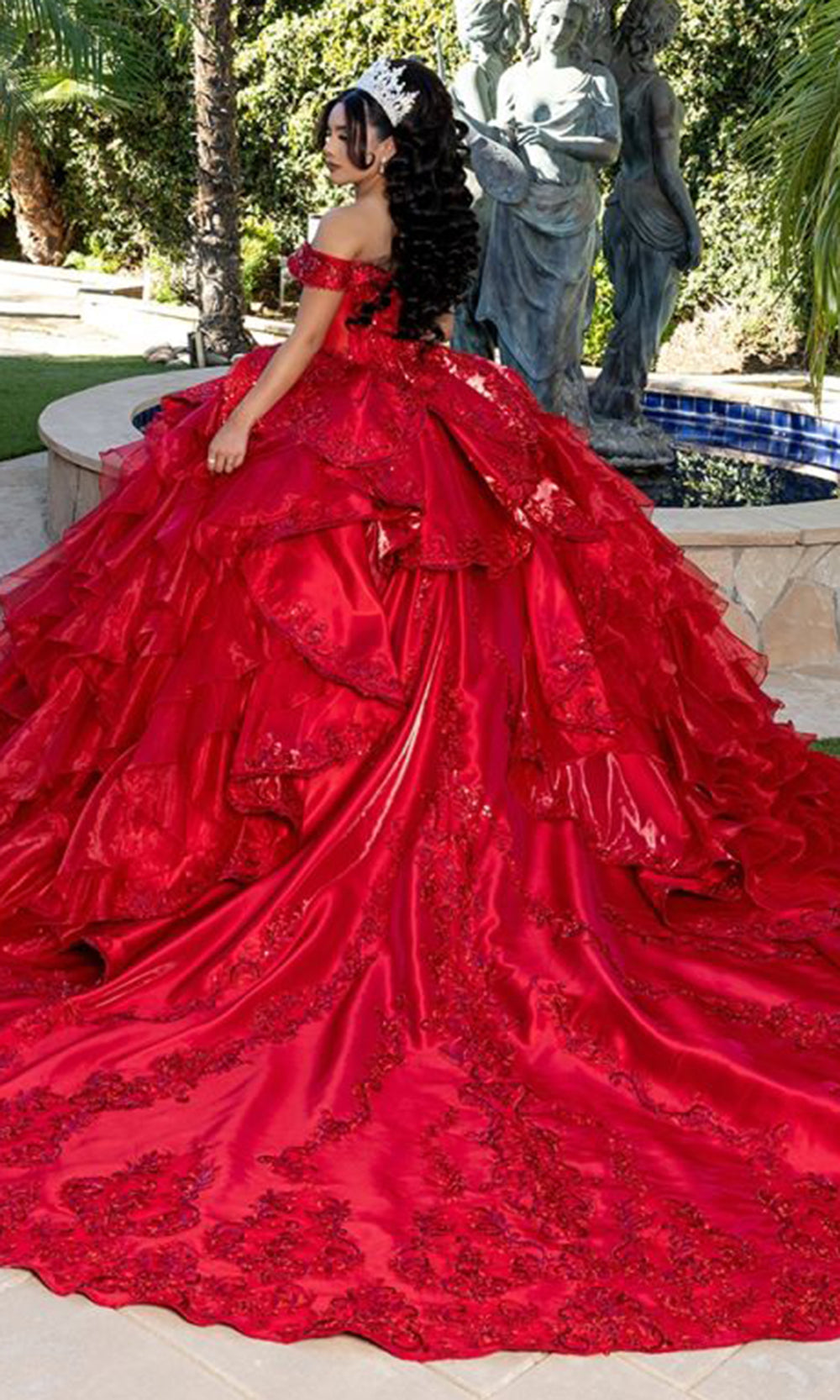 May Queen LK300 - Off Shoulder Evening Ballgown Quinceanera Dresses in Red 