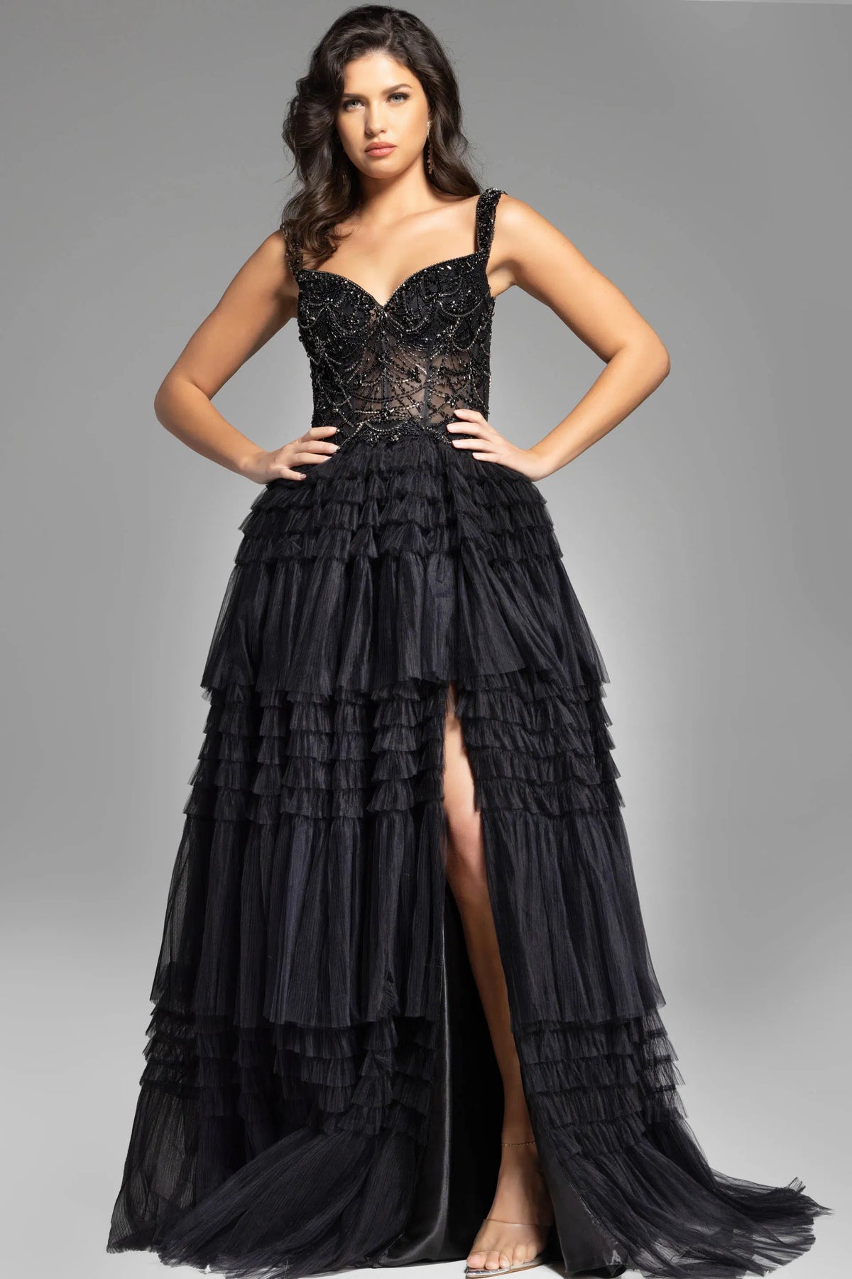 Jovani 37438SC - Tiered Sleeveless Ballgown