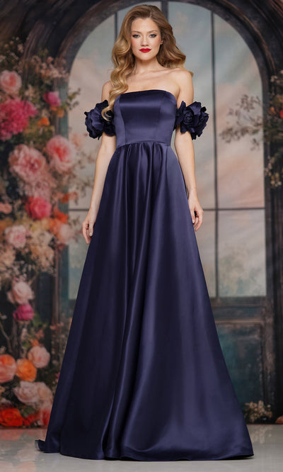 Colors Dress 3744 - Lace-Up Back Satin A-line Gown Prom Dresses