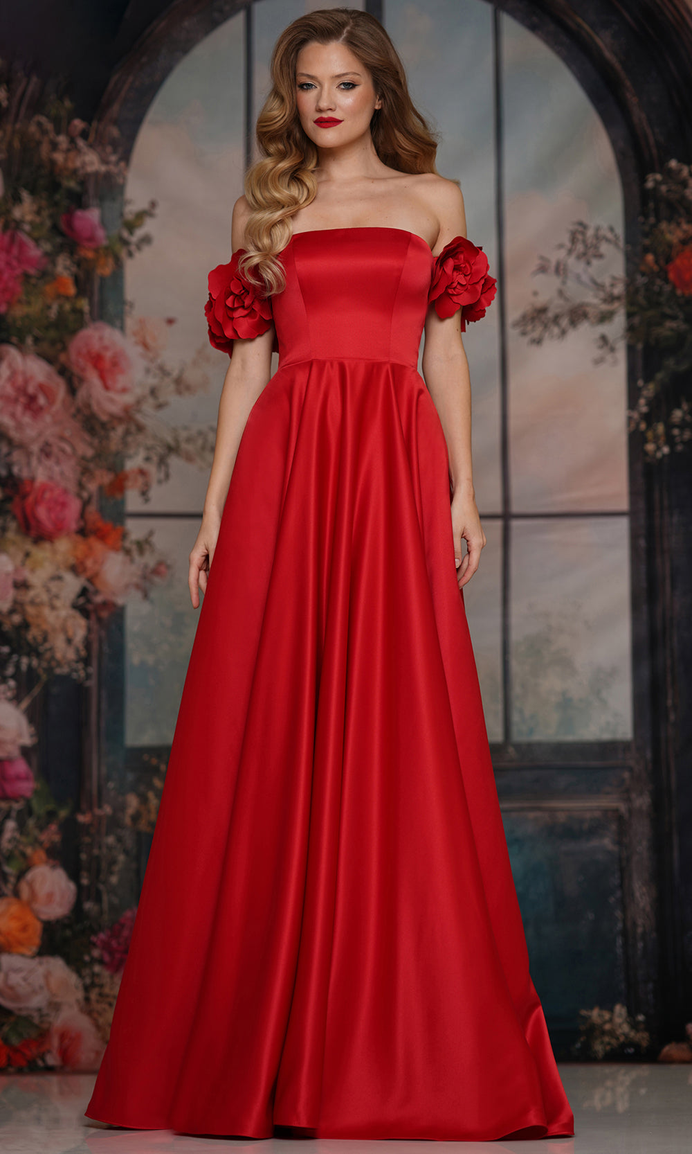 Colors Dress 3744 - Lace-Up Back Satin A-line Gown Prom Dresses