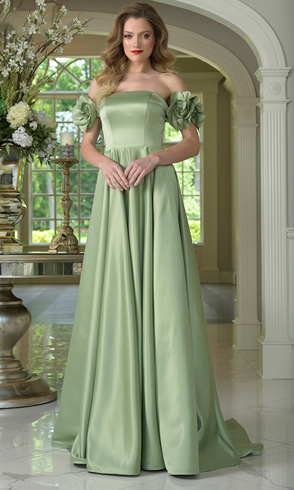 Colors Dress 3744 - Lace-Up Back Satin A-line Gown Prom Dresses