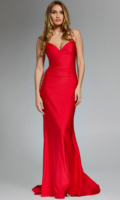 Jovani 37529 - Side Lace-Up V-Neckline Gown Prom Dresses