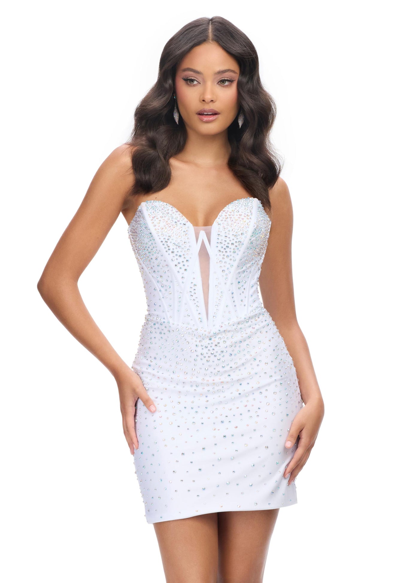 Ashley Lauren 4689 - Jersey Cocktail Dress In White