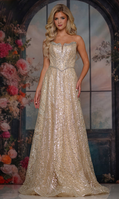 Colors Dress 3790 - Strapless Sequin Ornate Long Gown Prom Dresses