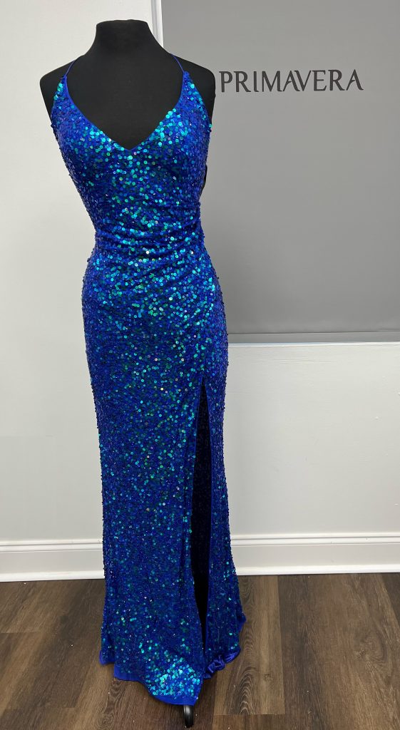 Primavera Couture - 3791 Sequin High Slit Prom Dress