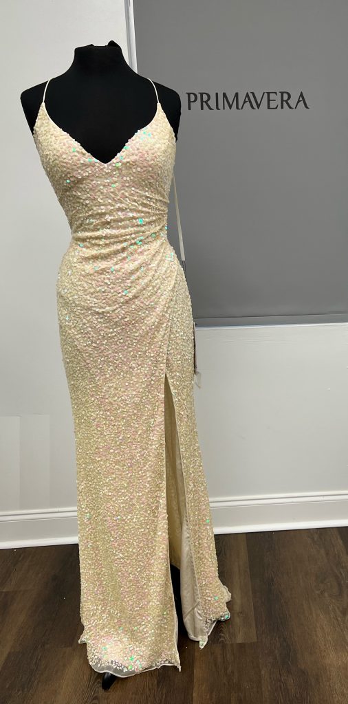 Primavera Couture - 3791 Sequin High Slit Prom Dress