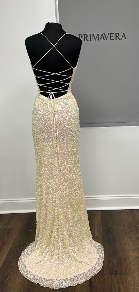 Primavera Couture - 3791 Sequin High Slit Prom Dress