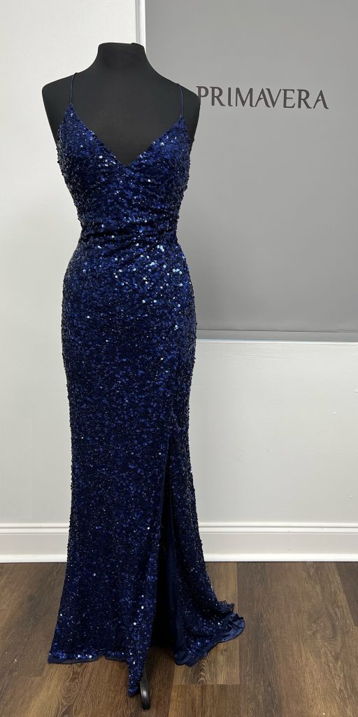 Primavera Couture - 3791 Sequin High Slit Prom Dress