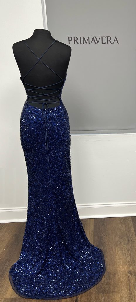 Primavera Couture - 3791 Sequin High Slit Prom Dress