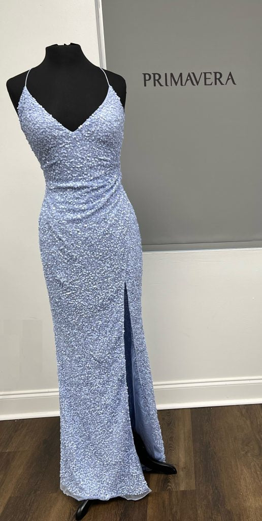 Primavera Couture - 3791 Sequin High Slit Prom Dress