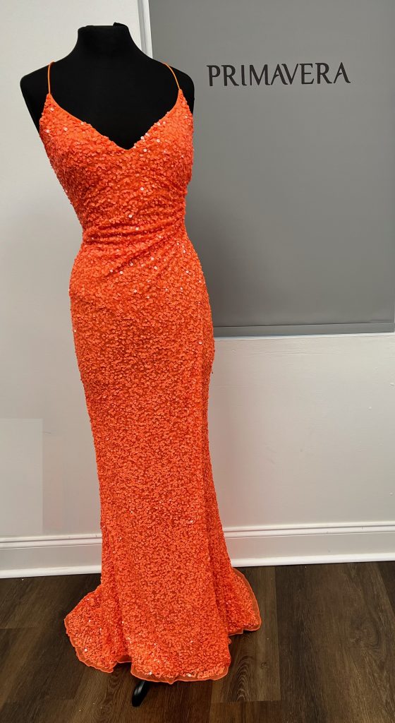 Primavera Couture - 3791 Sequin High Slit Prom Dress