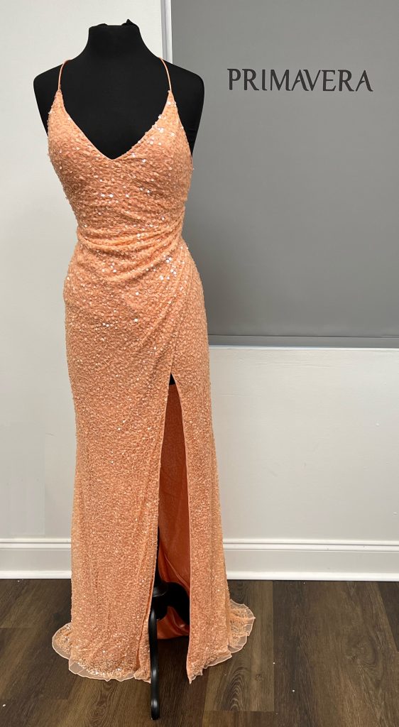 Primavera Couture - 3791 Sequin High Slit Prom Dress