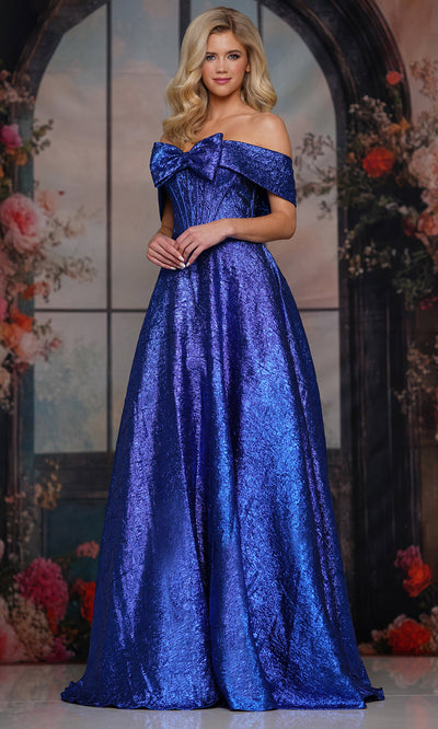 Colors Dress 3792 - Sculpted Metallic A-line Evening Gown Prom Dresses