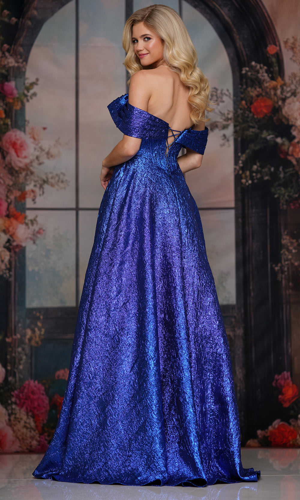 Colors Dress 3792 - Sculpted Metallic A-line Evening Gown Prom Dresses