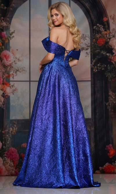 Colors Dress 3792 - Sculpted Metallic A-line Evening Gown Prom Dresses