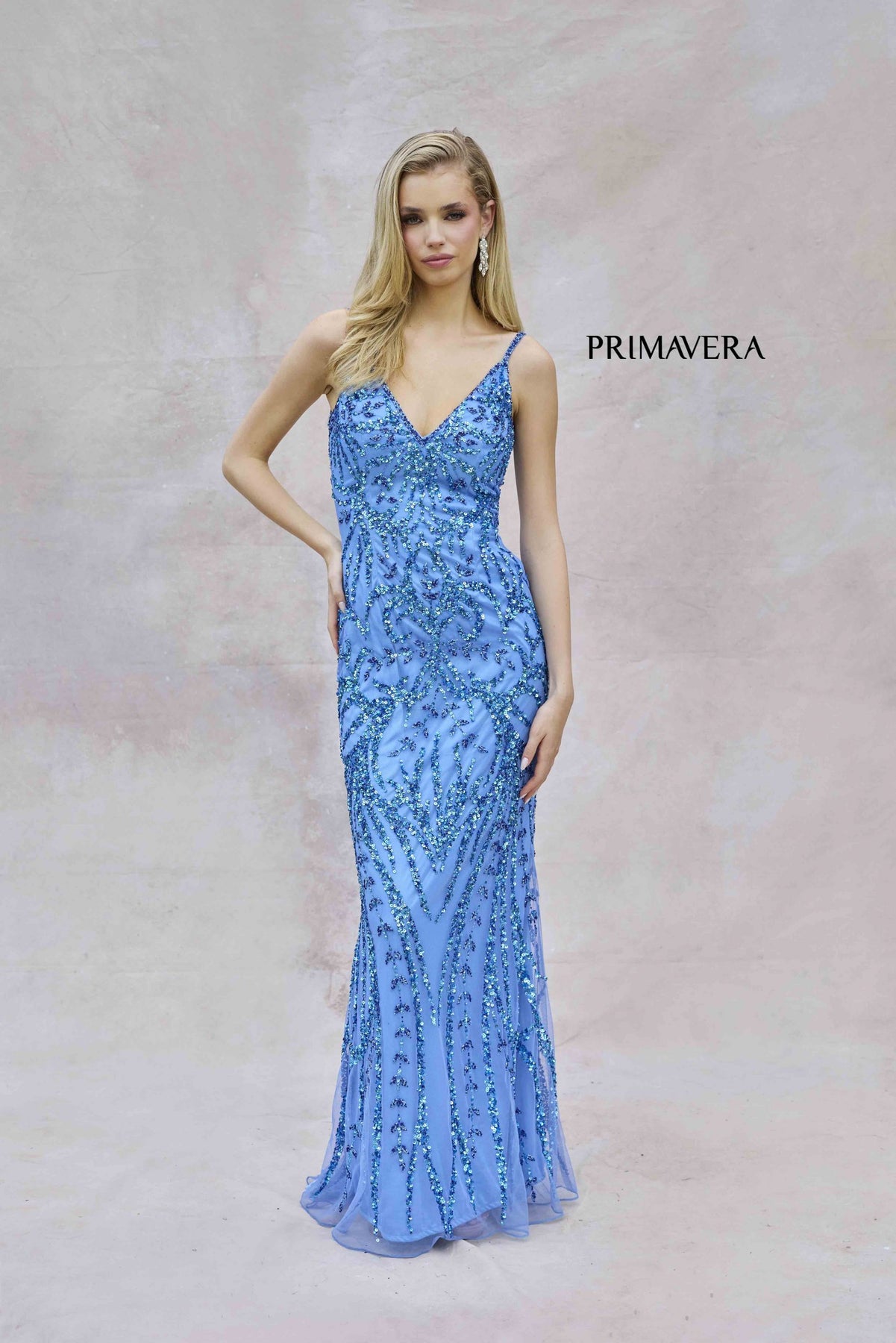 Primavera Couture 3793 - Sequined Sheath Gown