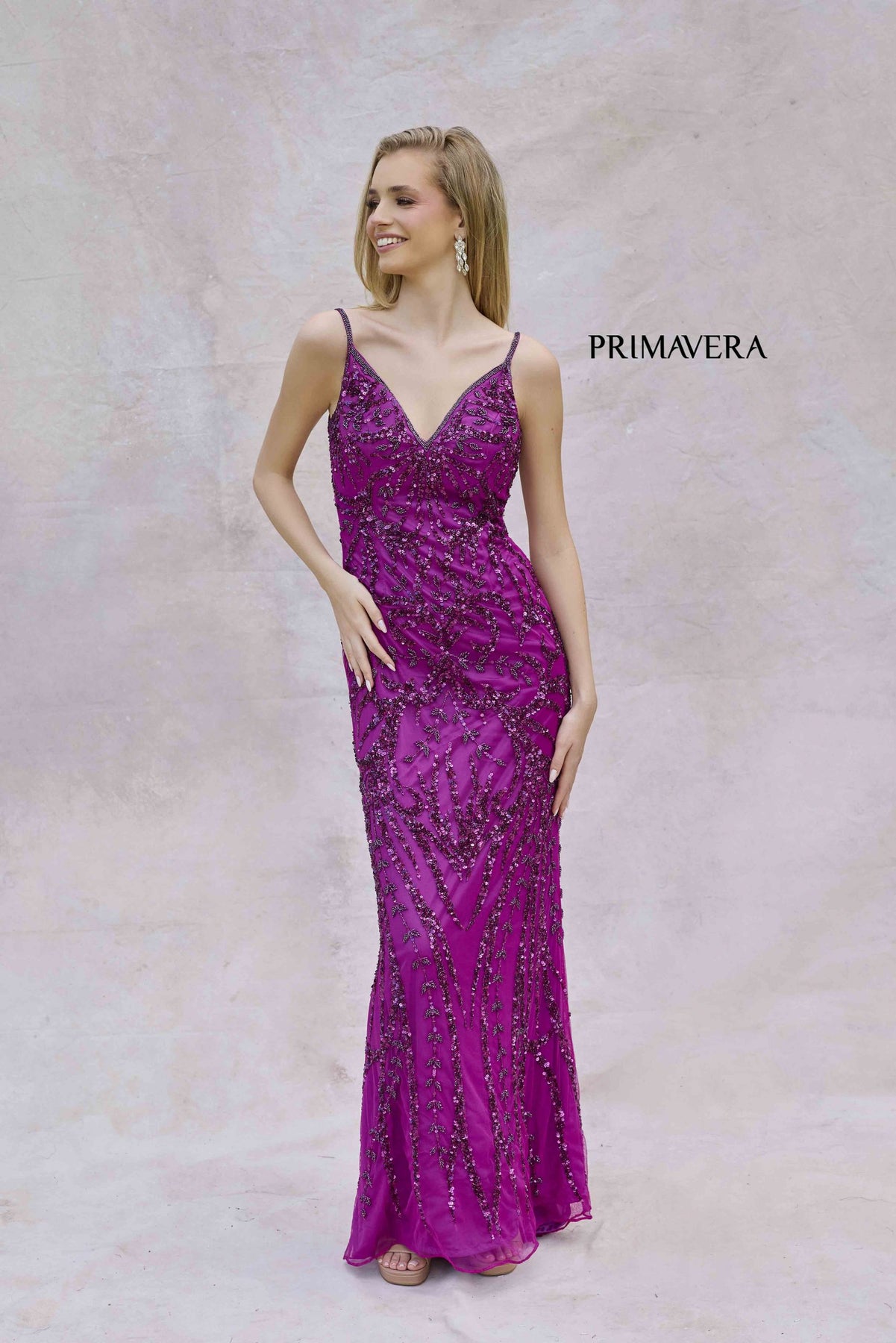Primavera Couture 3793 - Sequined Sheath Gown