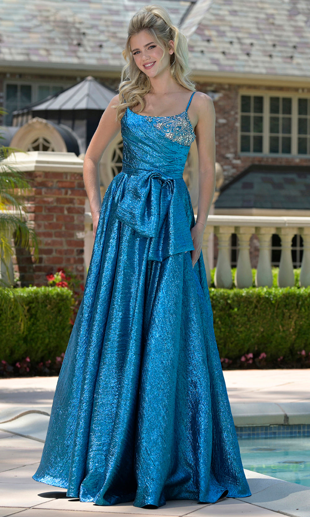 Colors Dress 3793 - Elegant Bow Detail Sleeveless Dress Prom Dresses