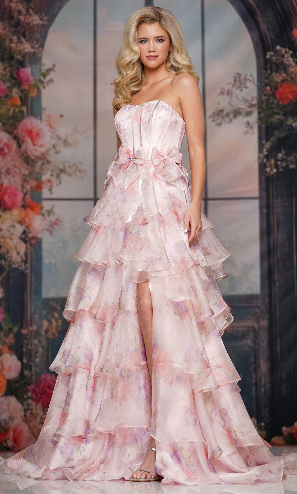 Colors Dress 3809 - Tiered Organza Strapless Evening Gown Prom Dresses